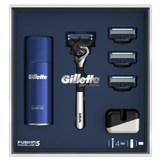 Подарочный набор Gillette Fusion5 ProGlide Бритва+4 кассеты+Гель для бритья 75мл+Подставка