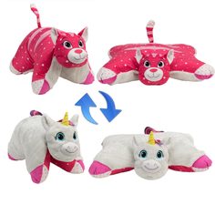 Подушка-игрушка Вывернушка 1Toy 2 в 1,белый Единорог-Розовая Кошечка Т12040