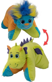 Подушка-игрушка Вывернушка 1Toy 2 в 1, Разноцветный Тролль-Салатовый Дракон Т12044