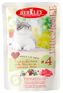 Влажный корм для кошек Berkley Fricassee, индейка, ягненок, 12шт, 100г