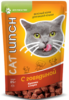 Влажный корм для кошек Cat Lunch, говядина, 24шт, 85г