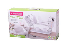 Сушилка для посуды 2-х ярусная Kamille 0760 Серый; белый