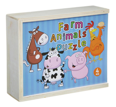 Игр. набор дерев., пазлы, домашние животные, Bondibon 19х16х4,8 см