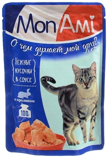 Влажный корм для кошек MonAmi, кролик, 24шт, 100г