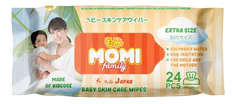 Детские влажные салфетки Momi Family Extra Size - 24 шт (30х20 см)