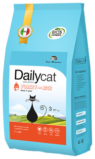 Сухой корм для кошек Dailycat Senior, для пожилых, индейка с рисом, 3кг