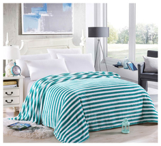 Плед HONGDA TEXTILE Полоса 180x200 Белый; Бирюзовый