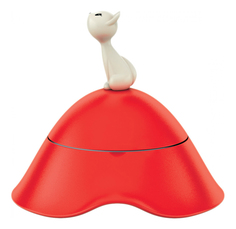 Одинарная миска для кошек Alessi, пластик, сталь, красный, 0.2 л