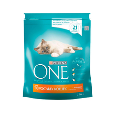 Сухой корм для кошек Purina One, для домашних, курица, цельные злаки, 0,75кг