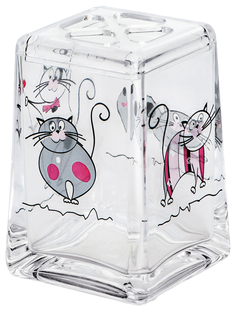 Стакан для зубных щеток Tatkraft Acryl Funny Cats 12967 Прозрачный