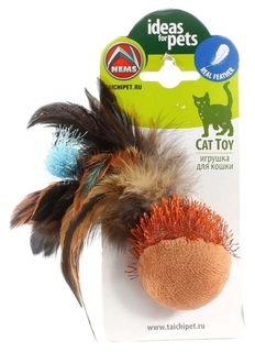 Игрушка для кошек Nems Мяч с перьями с балансом 4 см