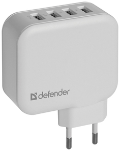 Сетевое зарядное устройство Defender UPA-60 4 USB 6,2A White