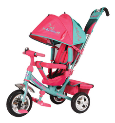 Велосипед трехколесный Beauty розово-бирюзовый с пластиковыми колесами