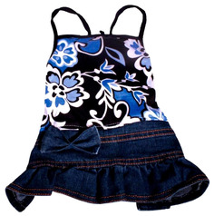 Платье для собак Triol размер XL женский, синий, голубой, черный, длина спины 40 см