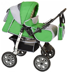 Коляска-трансформер Smile Line ALF I Al 03 Зеленая, светло-серая