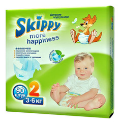 Подгузники Skippy More Happiness р. 2 (3-6 кг), 90 шт.