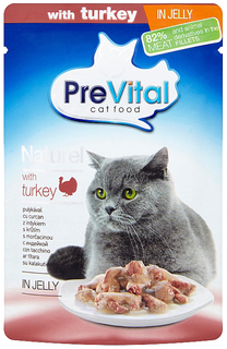 Влажный корм для кошек PreVital Naturel, индейка, 85г