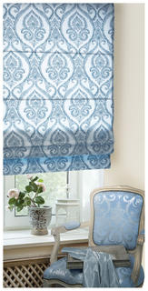 Римская штора Эскар Дамаск 160х160 цвет белый; синий