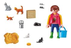 Ферма: женщина с семейством кошек Playmobil