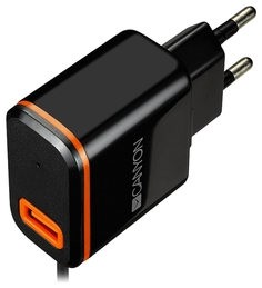 Сетевое зарядное устройство Canyon 1 USB/USB Type-C 2,1A Black