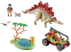 Игровой набор Playmobil Динозавры: Исследовательский транспорт со стегозавром