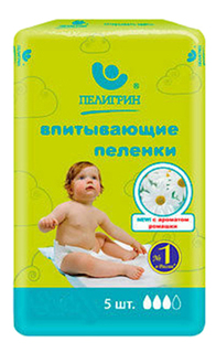Пеленки для детей Пелигрин С ароматом ромашки 40 х 60 см 5 шт.