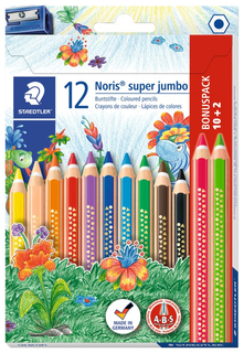 Карандаши цветные Staedtler Noris Club Super Jumbo 129 10+2 цвета с точилкой