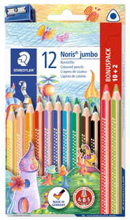 Карандаши цветные Staedtler Noris Club Jumbo 128 10+2 цвета с точилкой