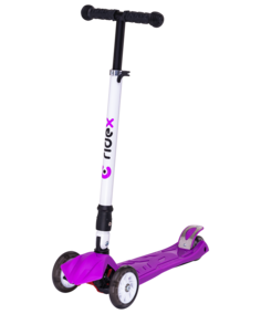 Трёхколёсный самокат Ridex Smart 3D детский фиолетовый складной со светящимися колёсами