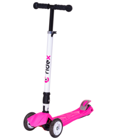 Трёхколёсный самокат Ridex Smart 3D детский розовый складной со светящимися колёсами