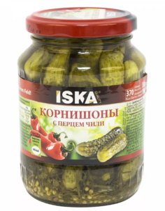 Огурчики Iska корнишоны с перцем чили 370 мл