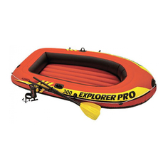 Надувная лодка Intex Explorer Pro 300 с веслами и насосом красная