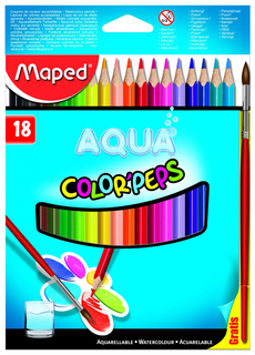 Карандаши цветные Maped Color Peps Aqua акварельные 18 цветов + кисть
