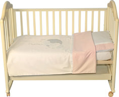 Детское постельное белье Папитто с вышивкой Мишка звездочет Розовый 147х112 6402