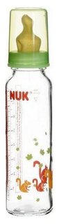 Бутылочкая стеклянная Nuk 230 мл + соска латексная с вентиляцией р-р1