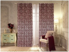 Штора Amore Mio Жаккард с Люриксом, 2,0*2,7см, 2 шт. Цвет- бордо