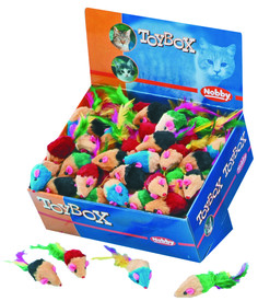 Игрушка для кошек Nobby Мышка с перьями 5см 140 шт