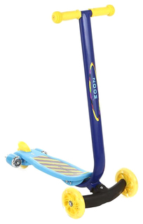 Самокат Lemantino Zoom PU 120 мм, световые колеса, задние ходовые огни Blue XLM-930B