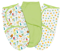 Конверты для новорожденных 3 шт. Summer Infant Swaddleme S/M, алфавит/зеленый/горошки