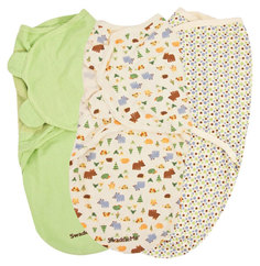 Конверты на липучке 3 шт. Summer Infant Swaddleme S/M лесные зверята/зеленый/точки