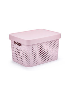 Коробка INFINITY перфорированная с крышкой 17л розовая Curver