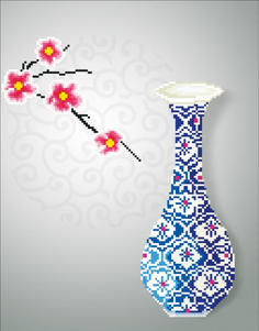 Алмазная живопись Цветной A215 «Ваза династии Цин»