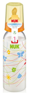 Бутылочка Nuk 240 мл. +соска с вент. из сил. р-р 1 в ассортименте