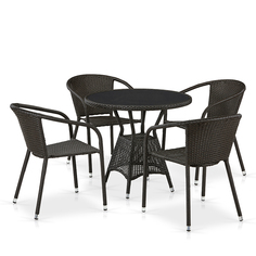 Комплект плетеной мебели T707ANS/Y137C-W53 4Pcs Brown Afina