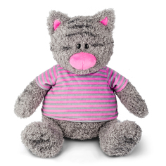 Мягкая игрушка MAXITOYS MT-111701 Серый Кот в Полосатой Майке 25 см