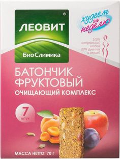 Батончик фруктовый Леовит худеем за неделю очищающий комплекс 7 штук