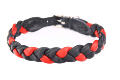 Ошейник для собак ZOOLESZCZ "Plaited", черно-красный, обхват шеи 35 см