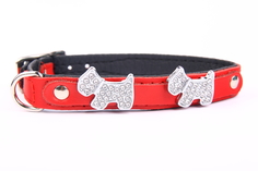 Ошейник для собак ZOOLESZCZ "Jewel", красный, обхват шеи 35 см