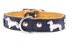 Ошейник для собак ZOOLESZCZ "Dachshund", черно-бежевый, обхват шеи 45 см