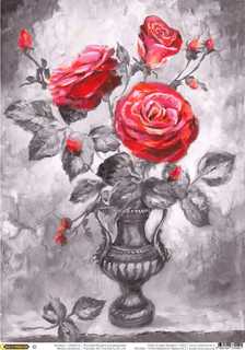 Рисовая бумага для декупажа " Craft Premier", A3, "Ваза с розами" 25г/м, Арт. CPD0716